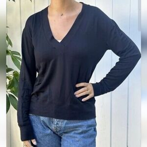 Rag & Bone Black V-Neck Long Sleeve Knit Sweater Top S